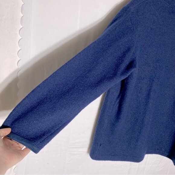 Vintage Tabi Pure New Wool Navy Blue Button Up Cardigan With Birds XL - Picture 13 of 16